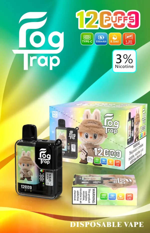 Fog Trap 拉布布×蠟筆小新 12000口拋棄式電子煙 LCD顯示 Type-C充電