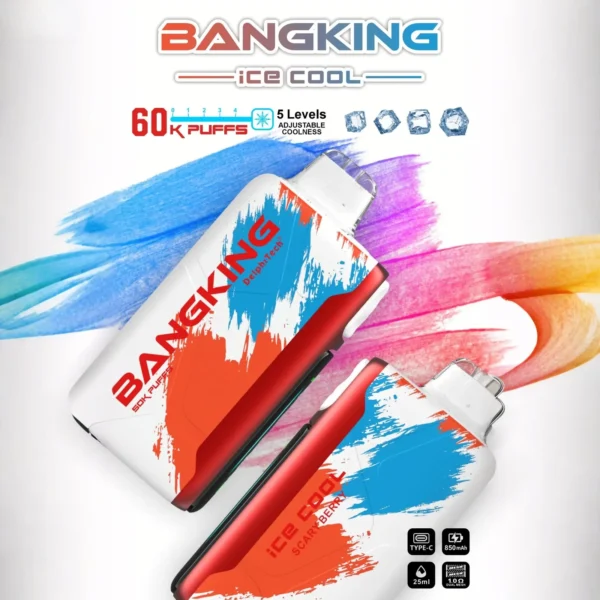 Bang King 60000 拋棄式電子煙|60000口・LED螢幕・五檔冰度調節・850mAh可充電