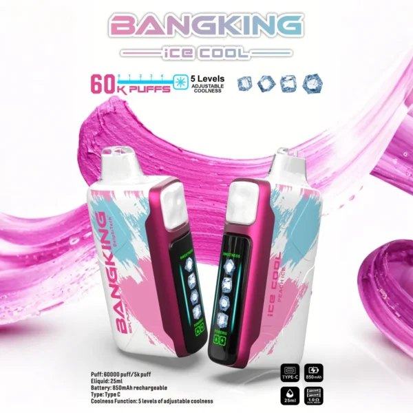 Bang King 60000 拋棄式電子煙|60000口・LED螢幕・五檔冰度調節・850mAh可充電