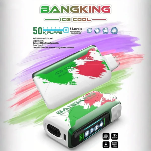 Bang King 60000 拋棄式電子煙|60000口・LED螢幕・五檔冰度調節・850mAh可充電