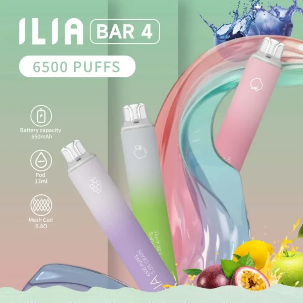ILIA Bar4 拋棄式電子煙 6500口|13mL大容量・650mAh電池・Type-C充電